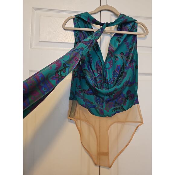 NEW Ralph Lauren Purple Label Jarvis Filigree Silk Bodysuit Scarf Womens Italy - Picture 11 of 16
